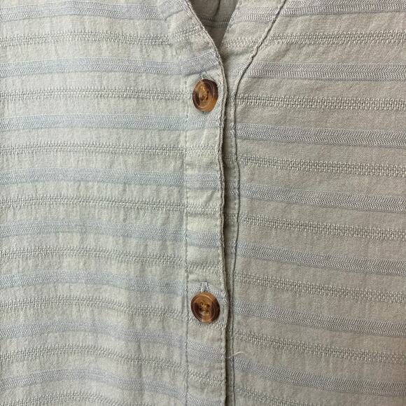 Sonoma Light Teal Green Blue Button Front V-Neck Short Dolman Sleeve Mini Dress - Picture 6 of 11